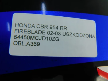 Owiewka bok boczna lewa honda cbr 954 rr fireblade 02-03 uszkodzona 64450mcjd10zg
