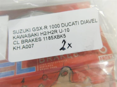 Klocki hamulcowe suzuki gsx-r 1000 ducati diavel kawasaki h2/h2r u-10 cl brakes 1185xbk5
