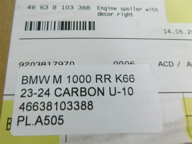 PŁug plastik owiewka bmw m 1000 rr k66 23-24 carbon u-10 46638103388
