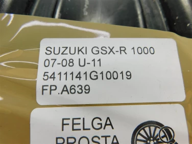 Felga koŁo przÓd suzuki gsx-r 1000 07-08 felga prosta ok u-11 5411141g10019