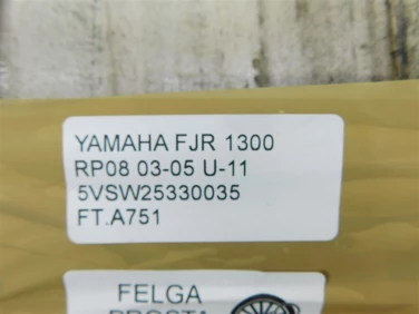 Felga koŁo tyŁ yamaha fjr 1300 rp08 03-05 felga prosta ok u-11 5vsw25330035