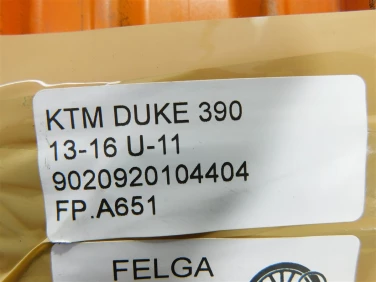 Felga koŁo przÓd ktm duke 390 13-16 felga prosta ok u-11 9020920104404