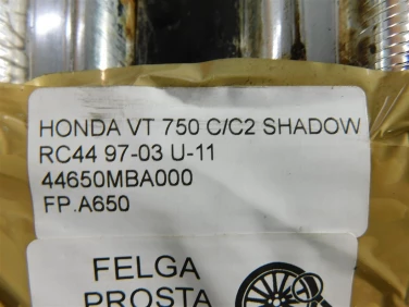 Felga koŁo przÓd honda vt 750 c/c2 shadow rc44 97-03 felga prosta ok u-11 44650mba000