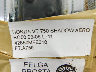Felga koŁo tyŁ honda vt 750 shadow aero rc50 03-06 felga prosta ok u-11 42650mfe610