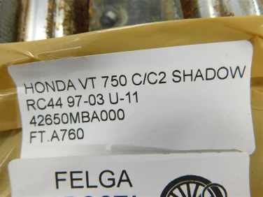 Felga koŁo tyŁ honda vt 750 c/c2 shadow rc44 97-03 felga prosta ok u-11 42650mba000