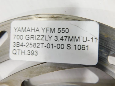 Tarcza hamulec yamaha yfm 550 700 grizzly 3,47mm u-11 3b4-2582t-01-00