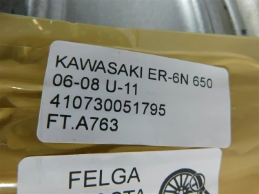 Felga koŁo tyŁ kawasaki er-6n 650 06-08 felga prosta ok u-11 410730051795