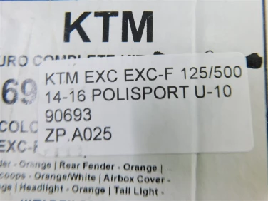 Plastiki owiewki zestaw ktm exc exc-f 125/500 14-16 polisport u-10 90693