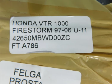 Felga koŁo tyŁ honda vtr 1000 firestorm 97-06 felga prosta ok u-11 42650mbwd00zc
