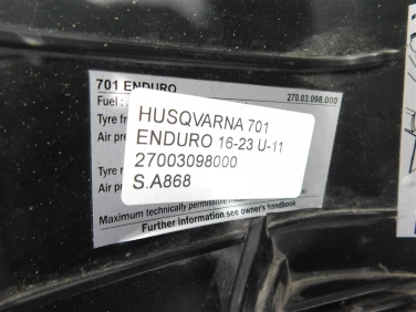 Siedzenie kanapa fotel husqvarna 701 enduro 16-23 u-11 27003098000