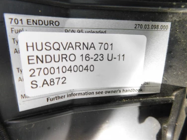 Siedzenie kanapa fotel husqvarna 701 enduro 16-23 u-11 27001040040