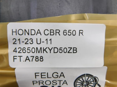 Felga koŁo tyŁ honda cbr 650 r 21-23 felga prosta ok u-11 42650mkyd50zb