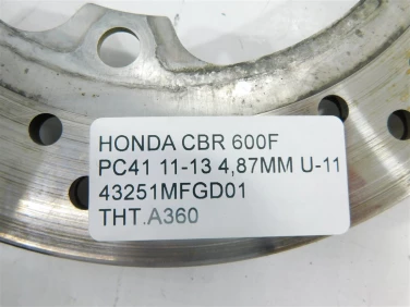 Tarcza hamulcowa tyŁ honda cbr 600f pc41 11-13 4,87mm u-11 43251mfgd01